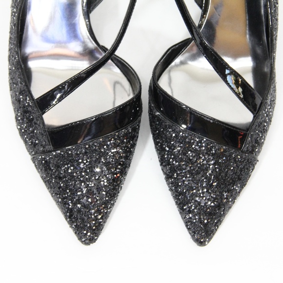 Nine West Glitter Heels sz 9.5 Black Stilettos - Picture 5 of 8